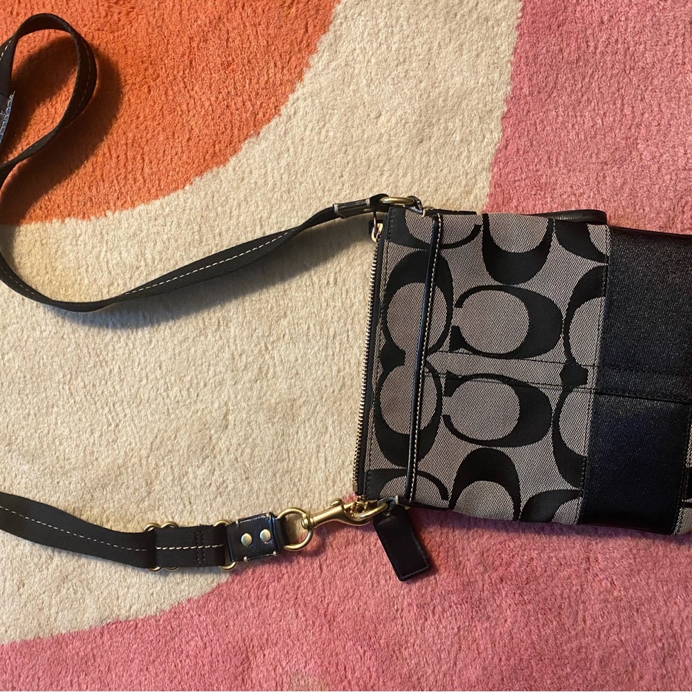 Coach Black and Gray Signature Crossbody Bag